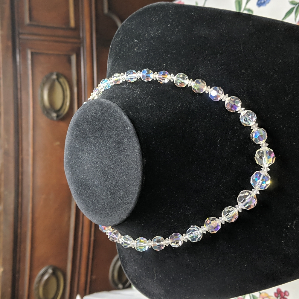 Vintage Czech Glass Crystal Choker by Coro,  Aurora Borealis